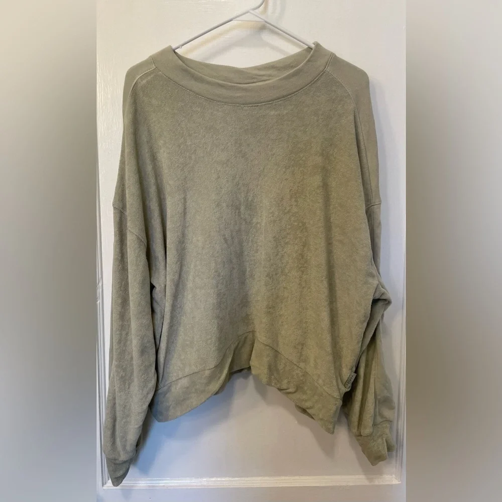 Varley Lyle Top Sweatshirt Sage Grey Large Mini Terry Crewneck
